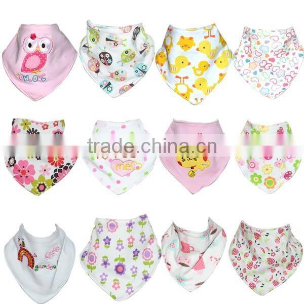 China wholesale baby girls bandana drool bib with snap