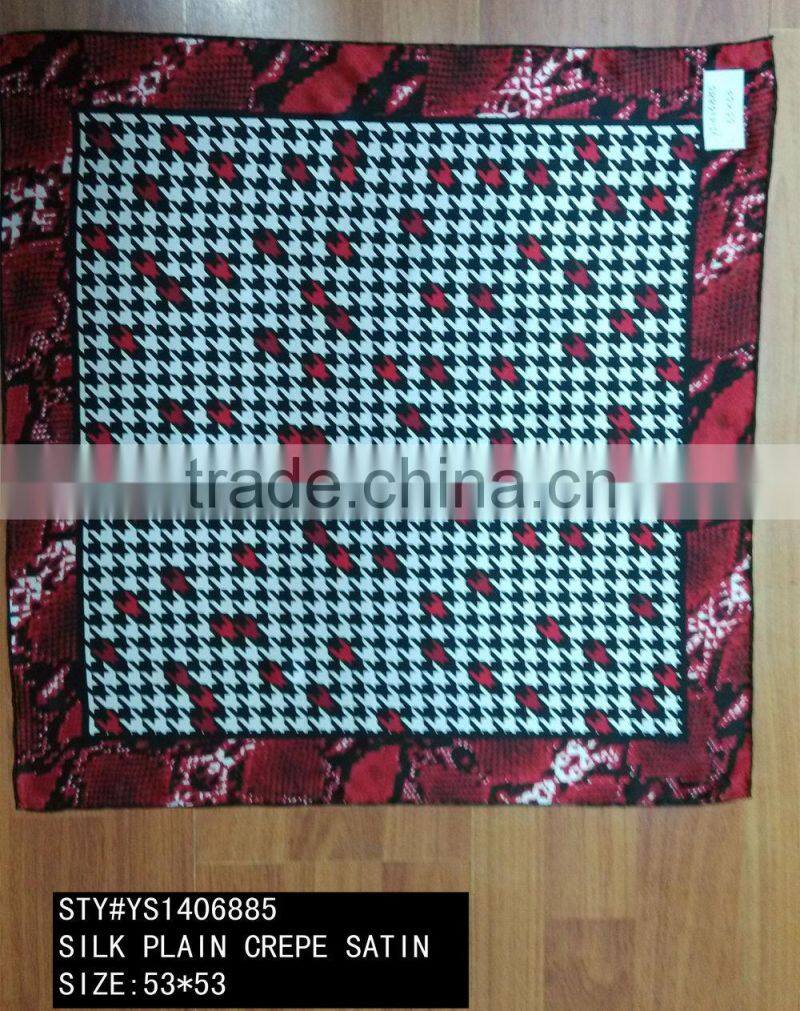 Small Square Silk Scarf, silk twill, plain crepe satin, satin stripped