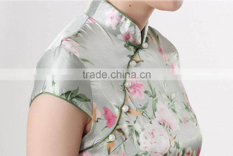 Womens satin printed classic dresses