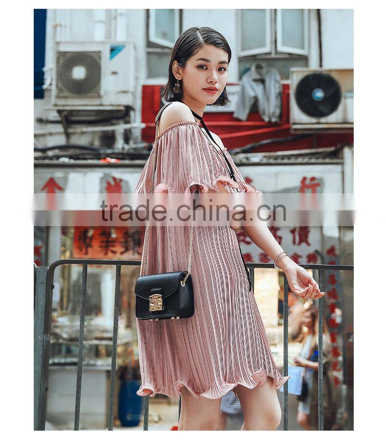 Dresses 2017 summer style sweet one off shoulder pleated elegant wedding favors chiffon dress