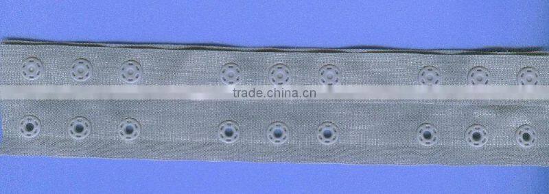Colored Plastic Snap Button Tape for Garment, Polyester Tape, Press Snap Button