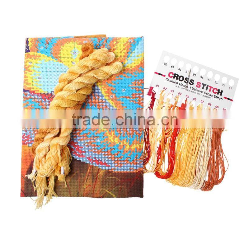 Wholesale Chinese Multicolor Flower Pattern Square Throw Pillow Cotton Hand Made Cross Stitch