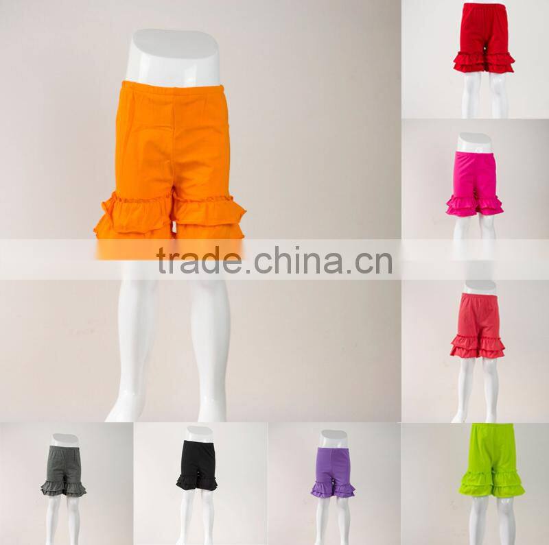 Hot sale Trousers Ruffle Leggings Wholesale girls cotton outfit! Baby clothing shorts triple ruffle pant Capri shorts pants