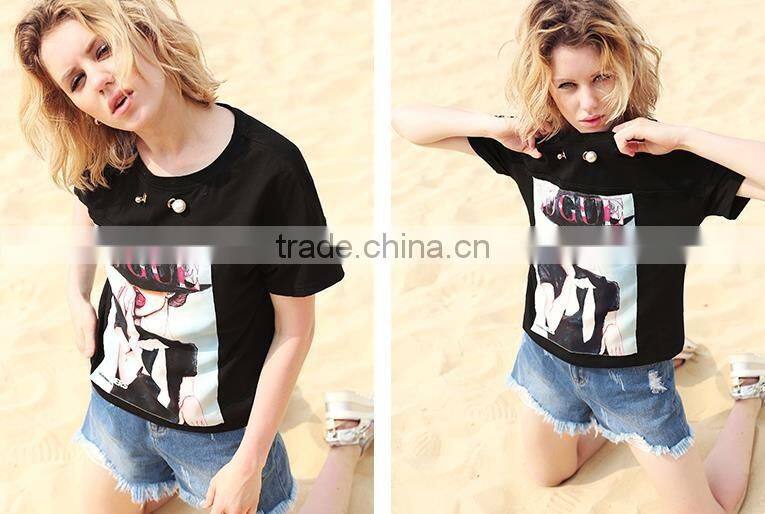 2017 Wholesale high quality women t shirt custom t shirt printing