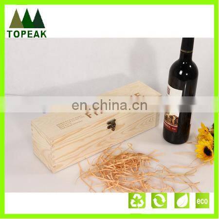 Cheap wooden wine box with sliding lid for single bottle wood box