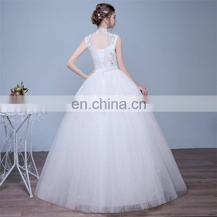 HS1634 2017 Cheap Halter Beading A line Tulle Plus size Long Wedding Dress Guest Gown Maid of Honor
