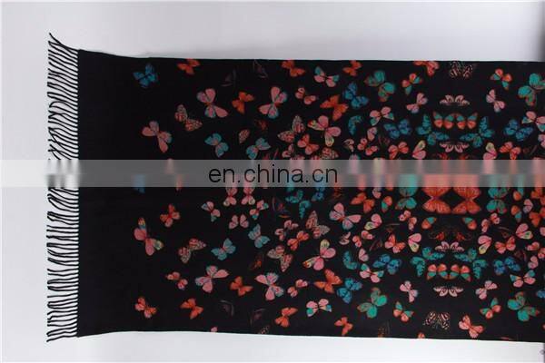 inner mongolian factory directly wholesale 100% cashmere scarf woolen thick women warm butterfly print pashmina shawl