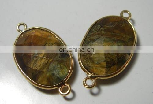 Wholesale semi precious gemstone connector/Rainbow Moonstone Bezel Gemstone Connectors/2015 color gemstone connector