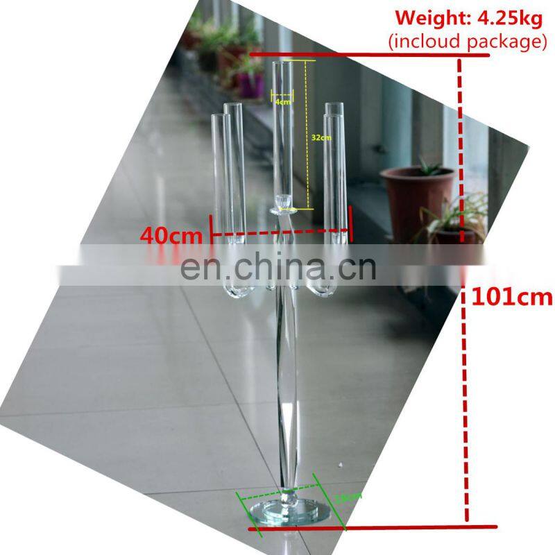 Set of crystal candle holders 5 arms glass candle flame protectors candlestick