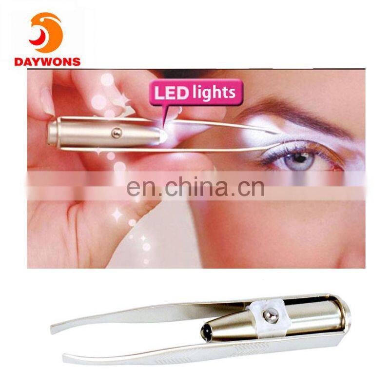 Hot selling Bright LED eyebrow tweezers stainless steel eyebrow clip