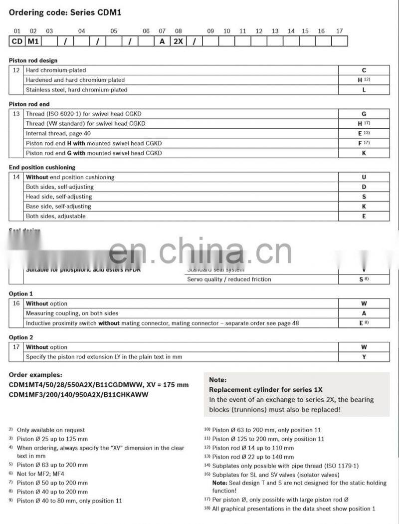 Rexroth CDM1 series of CDM1M00,CDM1MP3,CDM1MP5,CDM1MF1,CDM1MF2,CDM1MF3,CDM1MF4,CDM1MT4, heavy load hydraulic cylinder