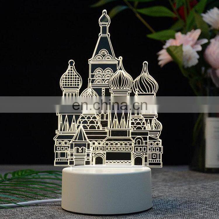 7 colors touched changed acrylic panel 3d led night light for decoration