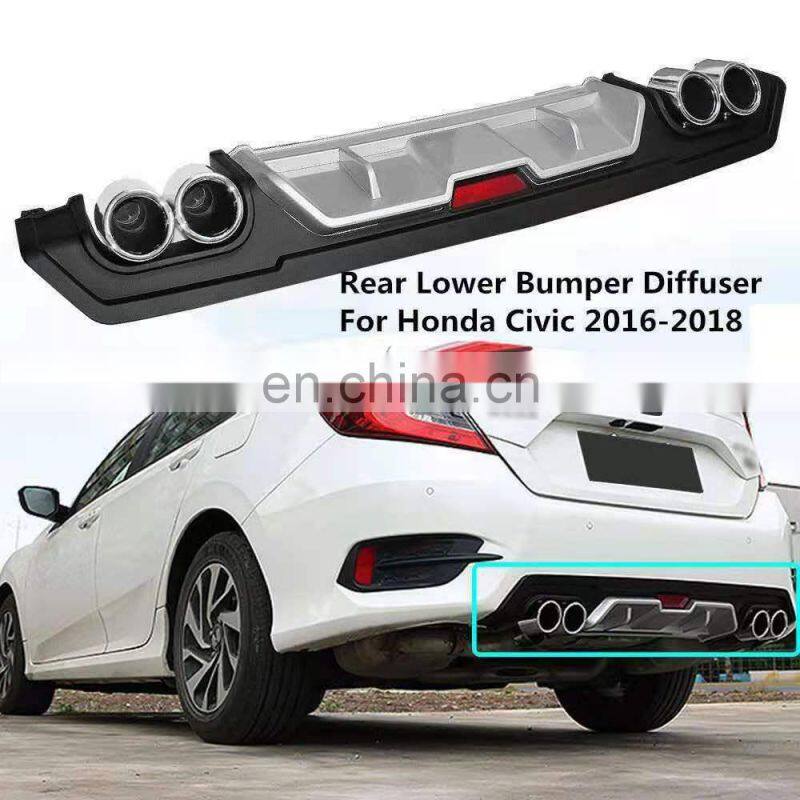 Body Kit Car Rear Bumper Spoiler Lip Auto Car Rear Bumper Diffuser For 10TH Civic 2016-2019