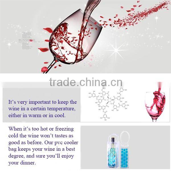 2016 Eco-friendly Colorful Pvc Beer Bottle Cooler Bag Plastic Pvc Ice Wine Bag