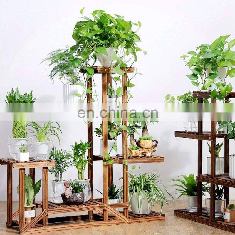 Bamboo 3-Tier Hanging Plant Stand Planter Shelves Flower Pot Organizer Storage Rack Folding Display Shelving Plants Shelf