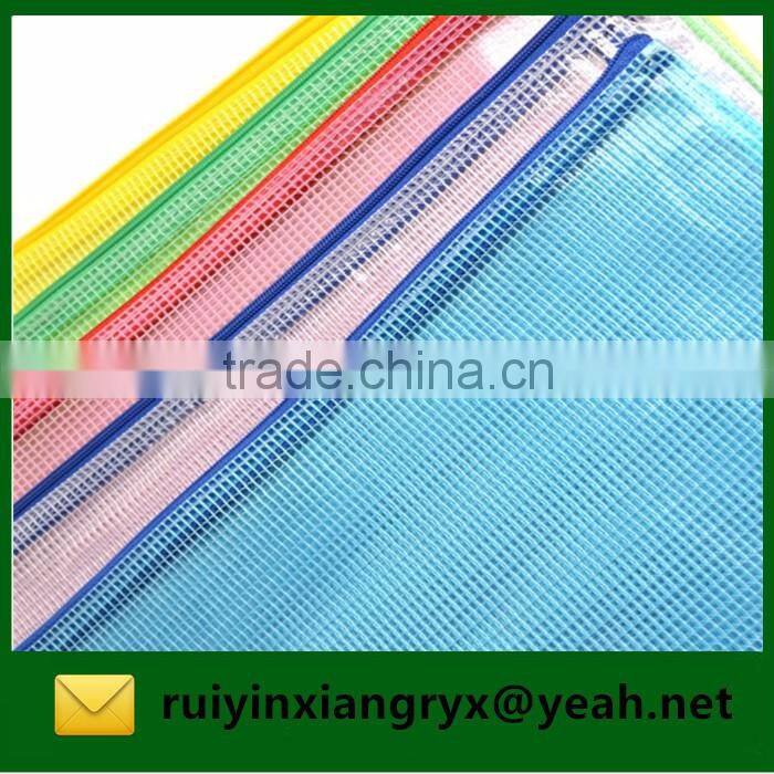 clear pvc gridding zipper document bag