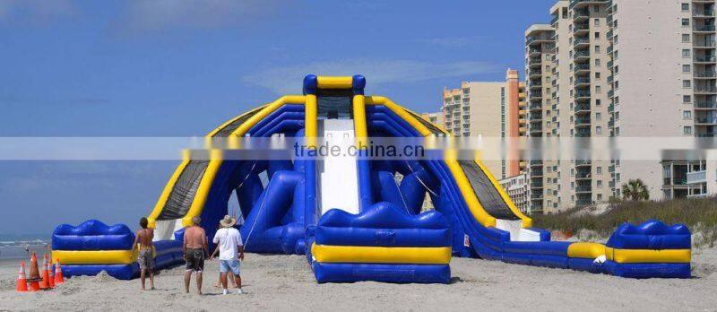 2015 NEW arrvail PVC tarpualin gaint Inflatable Trippo Slide,water slider with three lines