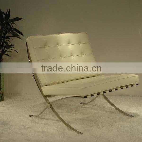 Replica high grade Italian Genuine leather Ludwing Mies Van der Rohe cream color barcelona leisure sofa for living room