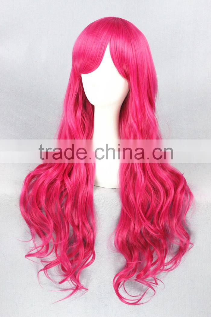 wholesale 80CM long wave Rose Red Lolita women fashion synthetic cosplay wig