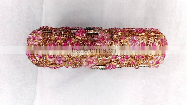 luxury flowers and bird pattern box clutch crystal stone evening bag