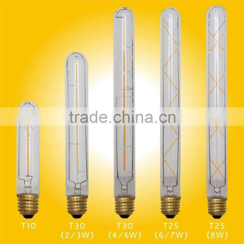 LED Filament Long Tube Bulb T30 - 6W White E26 E27 Medium Base to Replace 60-70W Tungsten Tube Incandescent Bulbs