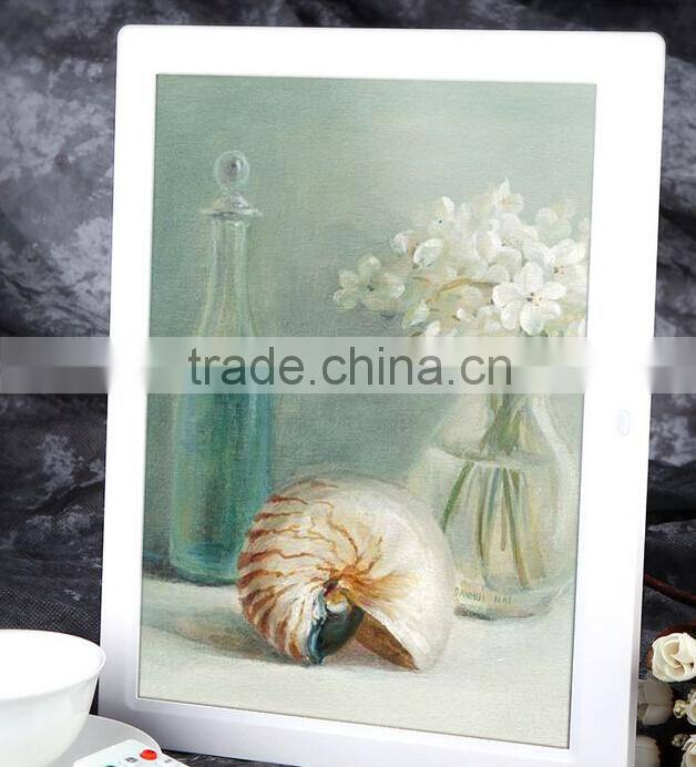 NEW 15inch HD TFT-LCD 1024*768 Digital Photo Picture Frame Alarm Clock MP3 MP4 Movie Player with Remote Desktop White