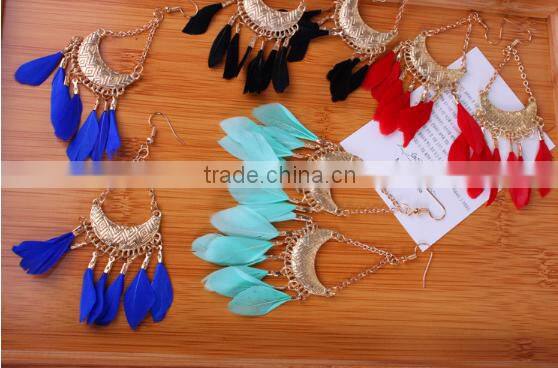 Handmade feather indian earring jewellery, beautiful earring designs for women