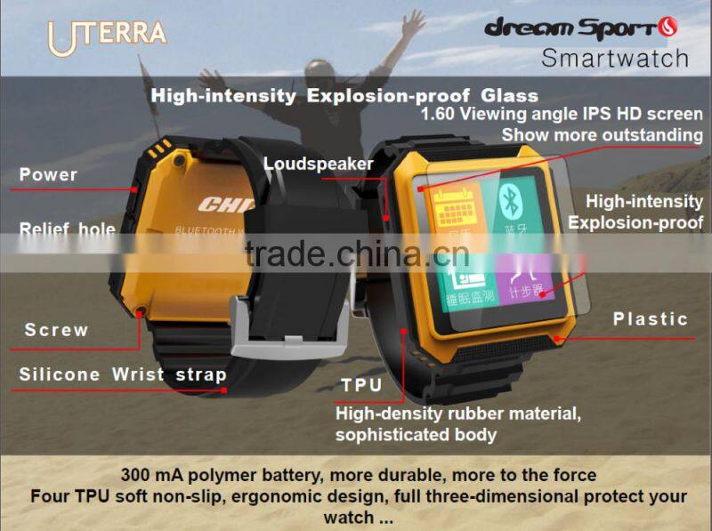 Dustproof Shock Resistant 1.54 ' Screen IP 68 Waterpfoof Smart Phone Watch
