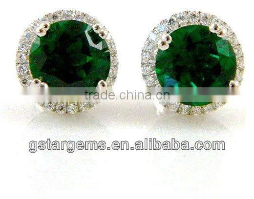 925 Stering Silver Created Emerald Set Jewelry Oval Shape