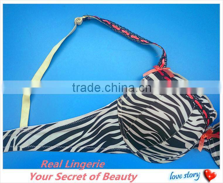 Fashion Plus Size Bra Set, Sexy Zebra Printed Microfiber