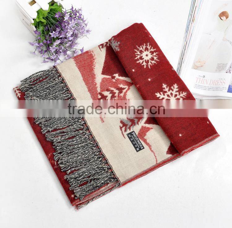 Best Selling FashionJacquard Snow Pattern Women Winter Wool Scarf