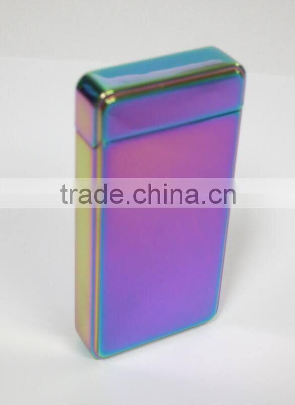 Fashion Double Pulse Arc Metal Ultra-Thin USB Lighter Creative Charging Electronic Cigarette Lighters Gift Box