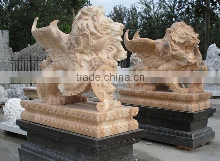 Natural stone white marble lion statues