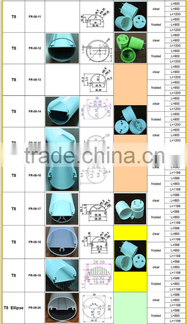 Freecom tube lamp housing aluminum alloy T8 series led LP08-14 for household,office,subway,workshop,supermarket