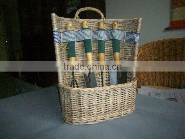 2013 new style green wicker garden tools basket for sale