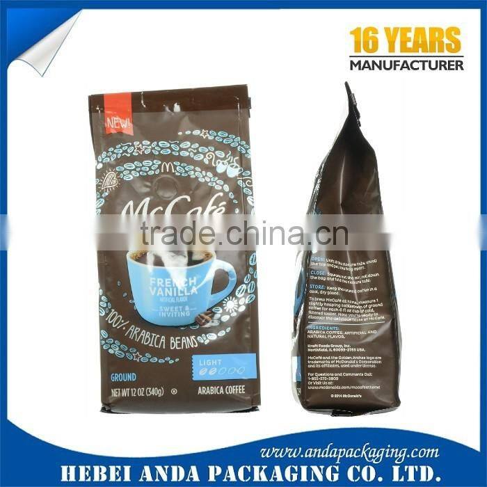 2016 Hot Sale Plastic Bag for Roasted Coffee Packaging
