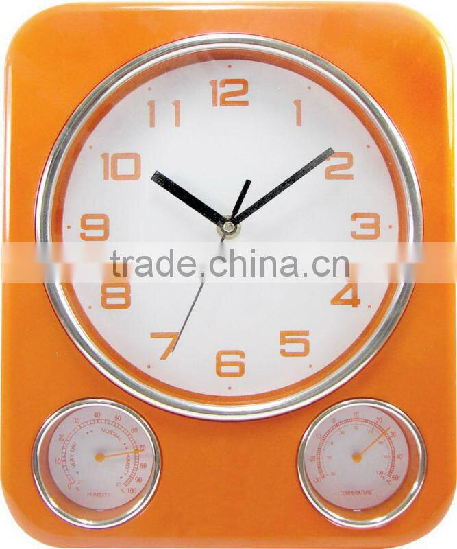Rectangular Wall Decorative Temperature Humidity Clock with 3 Dials