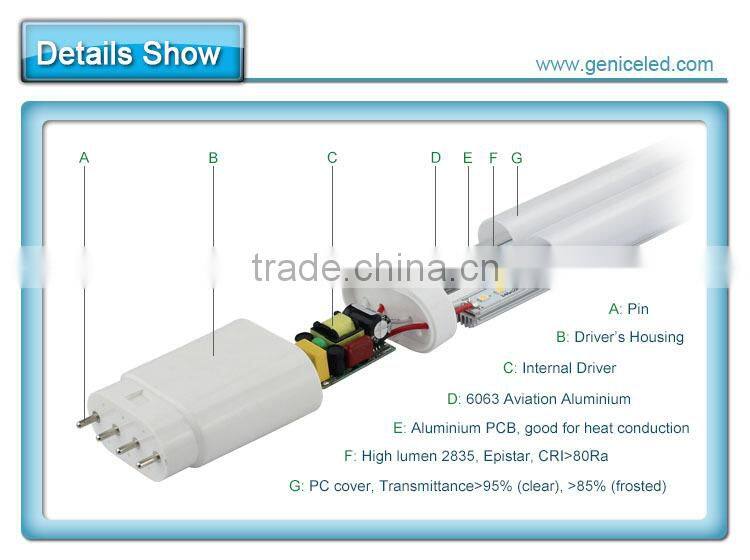 15w 2g11 Base 4pins Plug-in Pl Led Tube