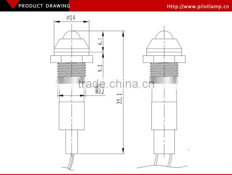 chinese porn 10mm diameter metal 12volt red led signal light