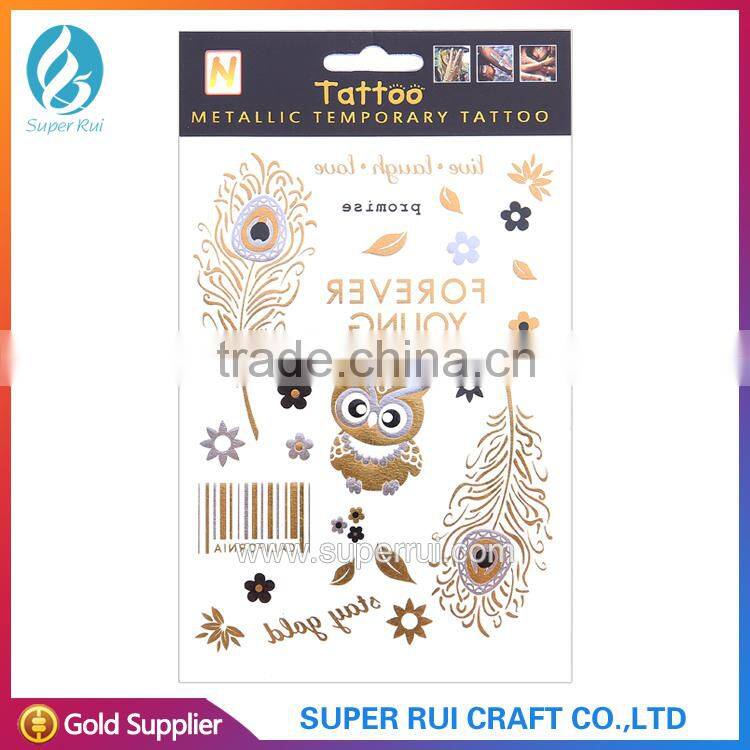 2015 Newest hot sale metallic temporary tattoo stencil
