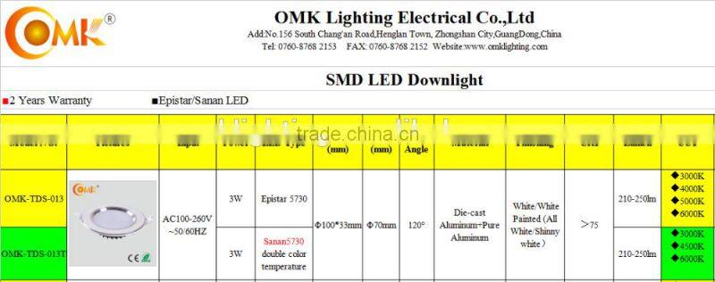3W led Downlight with night light driver