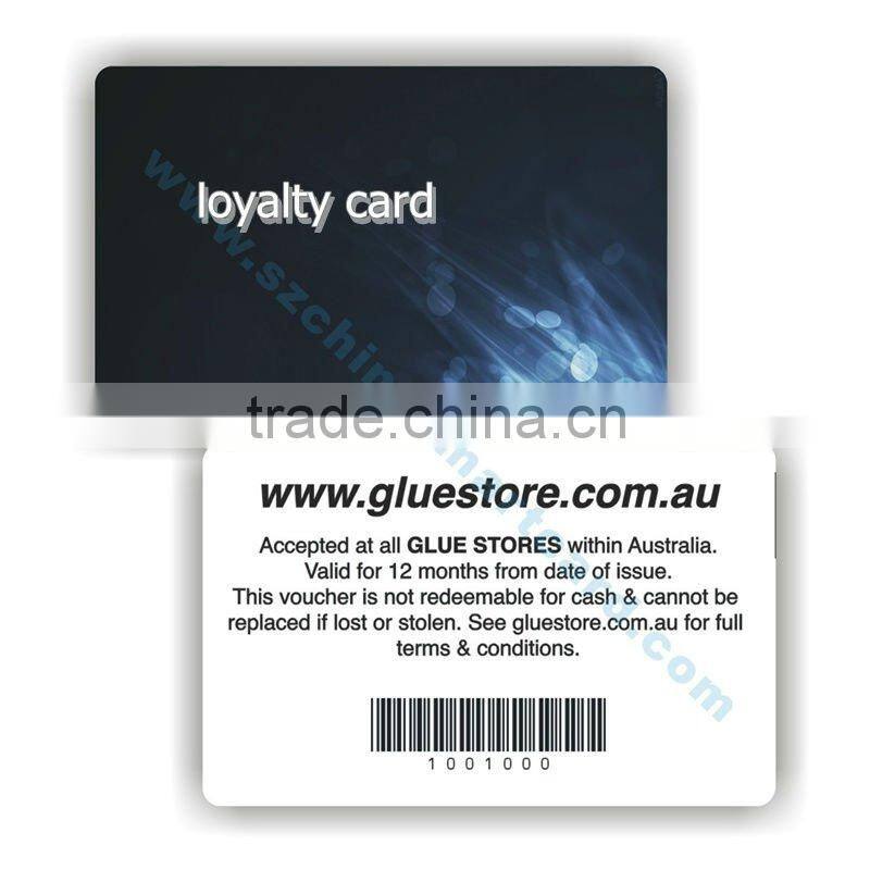 PVC credit card size with barcode