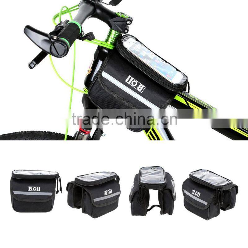 Outdoor Mountain Road Bike Bag Bicycle Front Tube Bag Cycling Phone Touch Screen Pouch Pannier Bike Bags Bicycle Accessories