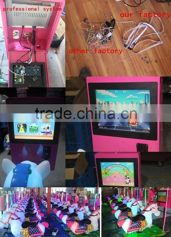 Led screen video racing game horse ride coin operatd kiddie ride