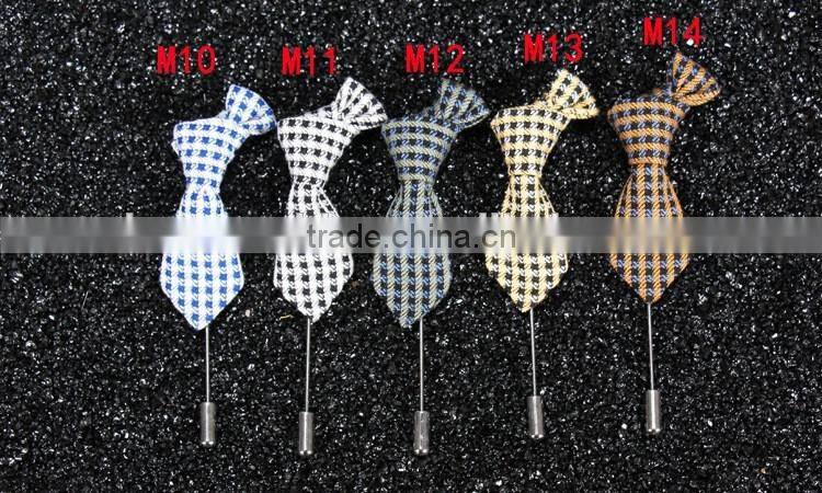 Western Classic Tie Shaped Lapel Pin,Fashion Plaided Long Needle Pins For Dresses