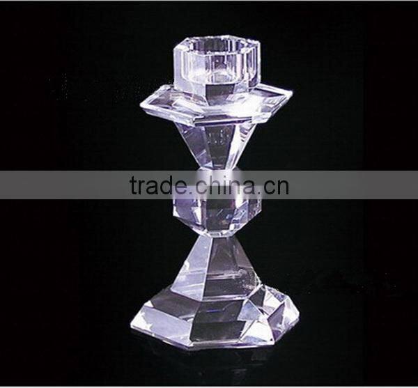 Wholesale simple design clear crystal candle holder
