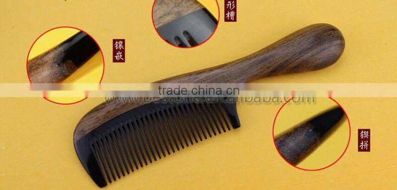 Natural Ox Horn Green Sandalwood Wood Comb