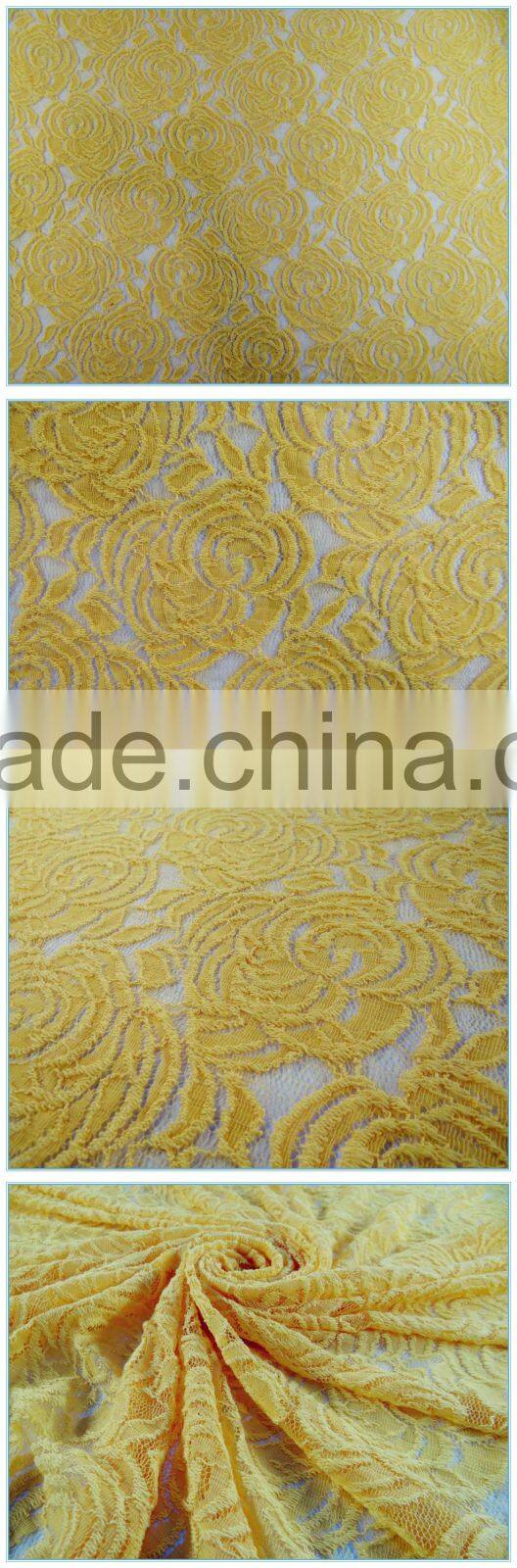 Light orange voile Pressure yarn Discount promotion Antigue fabric for wedding dress Hollow Worsted Nylon Spandex Cotton lace