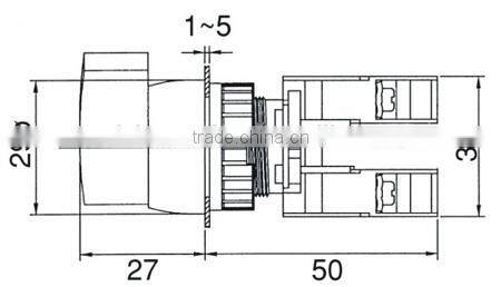 22mm IP65 Waterproof 2 Position Spring Return Long Lever Selector Switch (LRS222)