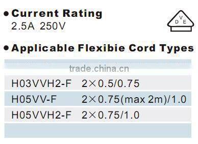 Copper 2pin POWER CORD for Europe with VDE Made in China
